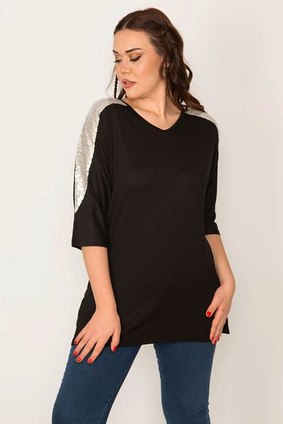 Şans Große Größen in Bluse - Silber - Regular Fit