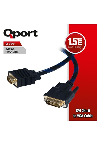 Qport Q-VDV 1.8mt DVI TO VGA 24+5 Converter Çevirici Kablo
