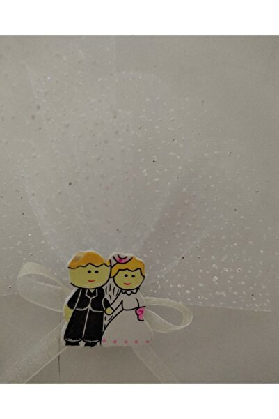 50 Ad.minik Ahşap Gelin Damat Magnet