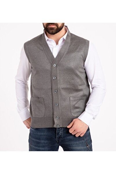 NACAR STORE Men's Gray Thin Wool Knitwear Knitted Vest