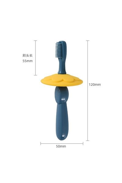 Bluoksweet Blue Head with Two Spare Heads Replaceable Silicone Soft Oral Care Toothbrush