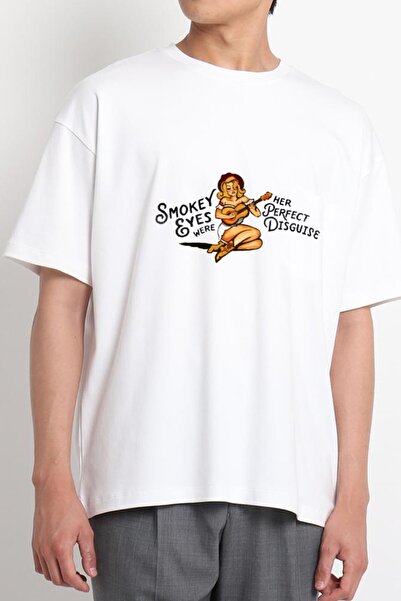 GreenMint أبيض للجنسين"عيون سموكي كانت كل تمثال مثالي" فن فتاة المو...