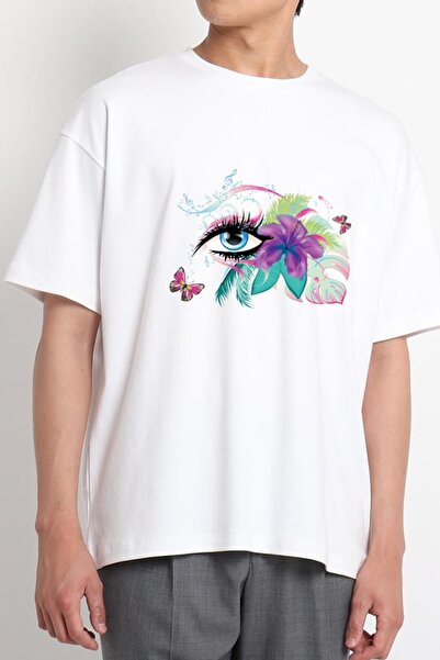 GreenMint عين زرقاء بيضاء للجنسين مع زهور استوائية وملاحظات موسيقية