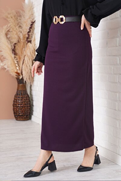 Nacar Kadın Şık Uzun Düz Kalem Etek Kapalı Tesettür Kalem Etek