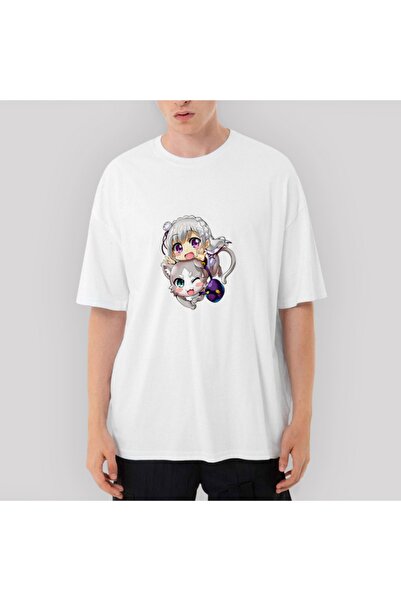 Z zepplin Re Zero Emilia And Pack oversized Λευκό μπλουζάκι