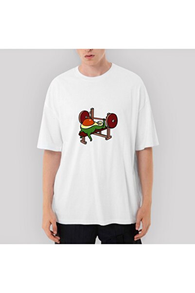 Z zepplin تي شيرت أبيض كبير الحجم للياقة البدنية بالأفوكادو