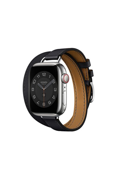 Teknoband Hermes Deri Kordon Double Tour Apple Watch 38/40/41 Mm s10/11 42mm Uyumlu (logolu)