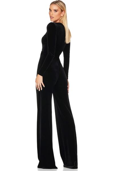hilaltrendd Hilaltrend Heart Collar Velvet Jumpsuit