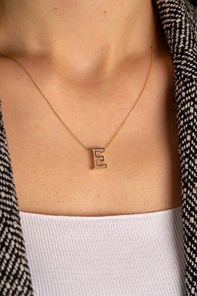 YAVUZ KUYUMCULUK 14 Ayar Altın 3 Boyutlu Taşlı Harf Kolye