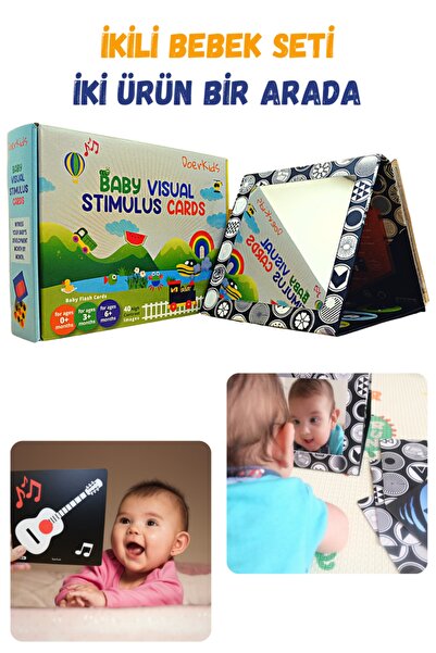 DoerKids Ikili Bebek Seti - Tummy Time Bebek Aynası Ve Görsel Uyarım Kartları...
