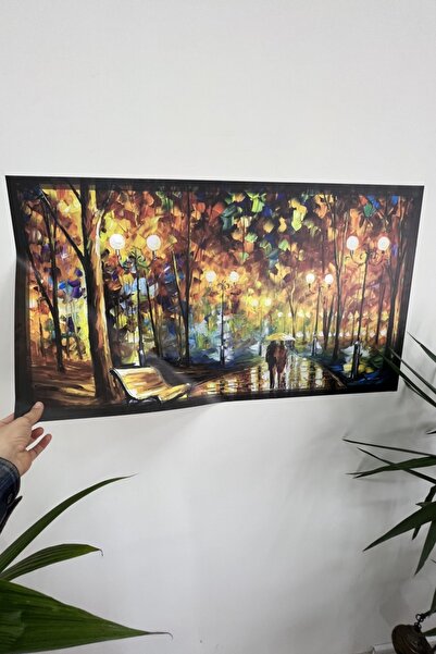 statik kağıt Çerçeve Görünümlü Tutunma Özellikli Statik Tablo Işıklı Sokak 70 - 40 Cm