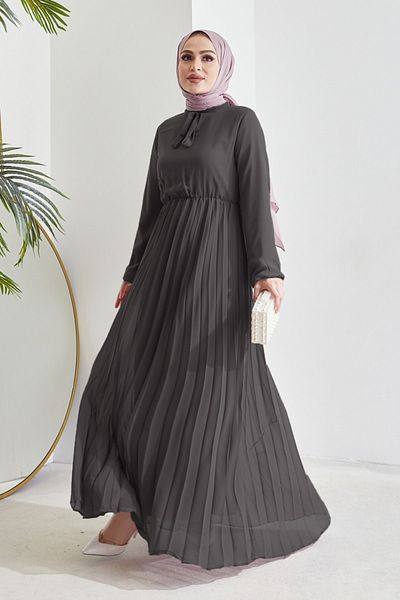 InStyle Rakott Limelda Chiffon Hidzsáb ruha - Füstölt