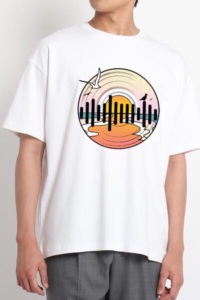 GreenMint وايت للجنسين Ocean Tune - فن الموسيقى عالي الخصر