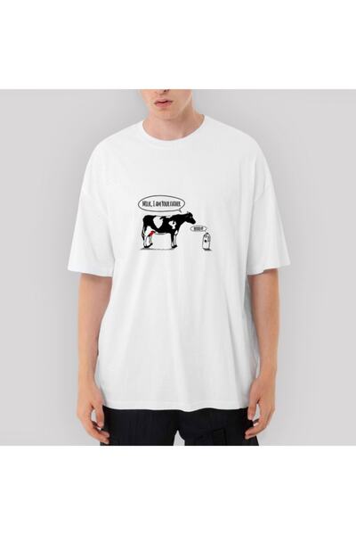 Z zepplin تي شيرت أبيض كبير الحجم من Milk Im Your Father