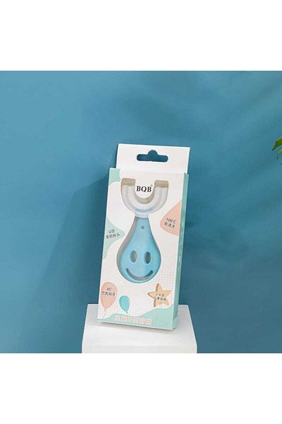 KdrElektronik Kdr Child 0-6 Years Manual Toothbrush Smiling Face Handle Silicone Children's Toothbrush Blue Color