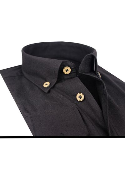 Varetta Slim Fit Μαύρο Ανδρικό Λινό Πουκάμισο