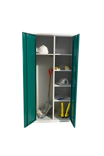 Sarı Küp Yeşil Metal Bahçe Malzeme Dolabı