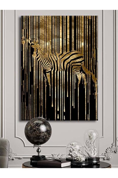 Voovart Altın Zebra Dekoratif Kanvas Tablo Voov2011