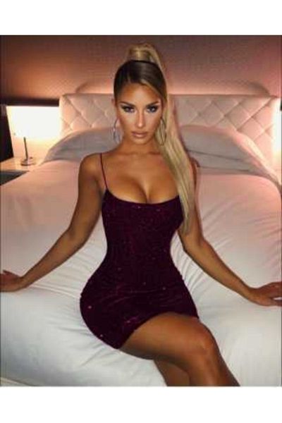 Secret Passion Lingerie Tesatura flexibila stralucitoare cu bretele ajustabile Rochie mov Mini Rochie de seara mov 679