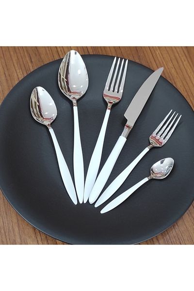 BRONDOFF Carmen 36 Piece White Steel Fork Spoon Knife Set