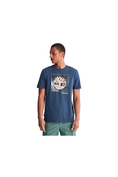 Timberland Ss Fabric Graphic Tee Ανδρικό μπλουζάκι casual Tb0a26t32881 Μπλε