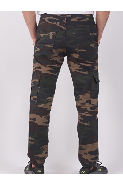Genel Markalar Slim Fit,bel Ve Paça Lastikli,kargo Cepli Kamuflaj Desen Pantolon-91000