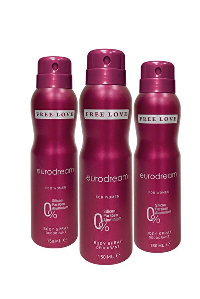FREE LOVE Eurodream Kadın Deodorant 150 ml 3 Adet