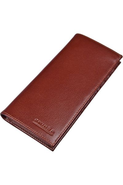 Eminsa Vertical Tan Genuine Leather Wallet, Leather Wallet with Snap Fasteners