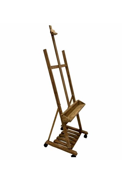 DECOLFİN Ahşap Şovale Tekerlekli Kare Ayaklı H Tipi Boyalı