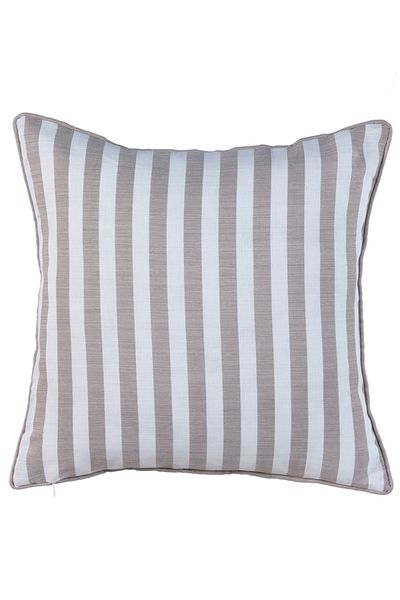caka home design Throw Pillow Cover with Piping (Beige X Ecru Striped)