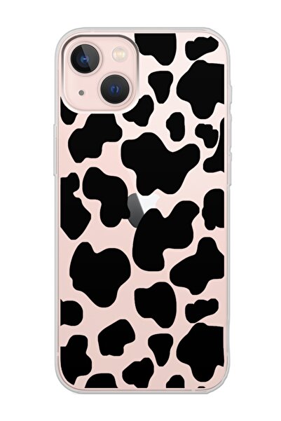 Spoyi Iphone 13 Uyumlu Milky İnek Tasarımlı Şeffaf Telefon Kılıfı