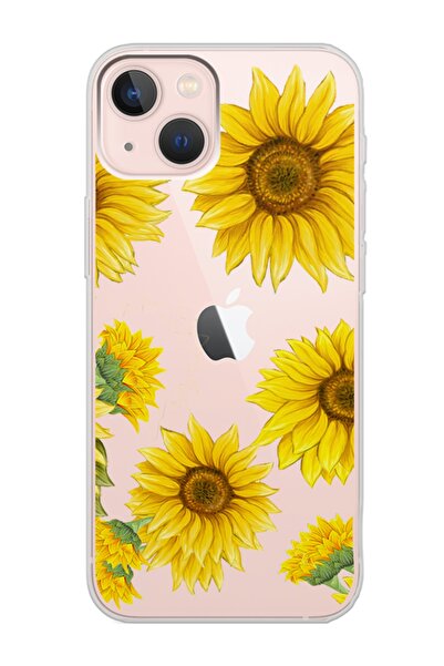Spoyi Iphone 13 Ay Çiçeği Tasarımlı Şeffaf Telefon Kılıfı Uyumlu