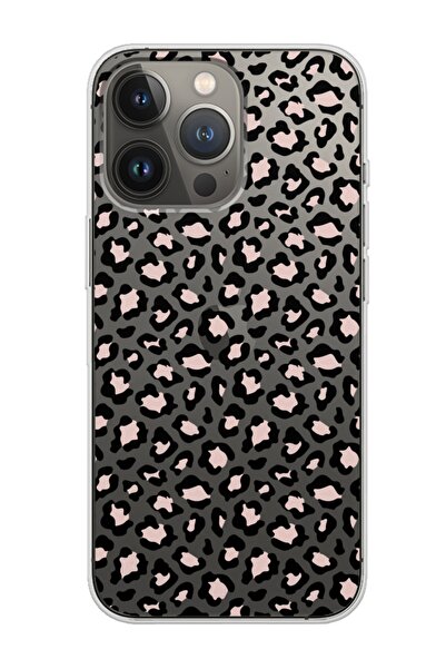 Spoyi Iphone 13 Pro Max uyumlu Leopar Tasarımlı Şeffaf Telefon Kılıfı