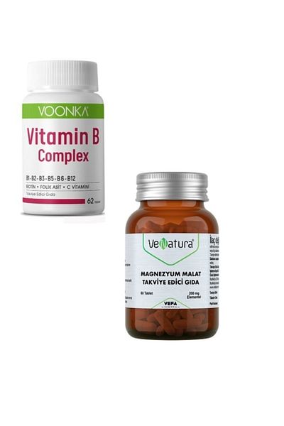VeNatura Vitamin B Complex and Magnesium Malate - 62 Tablets + 60 Tablets for Adults