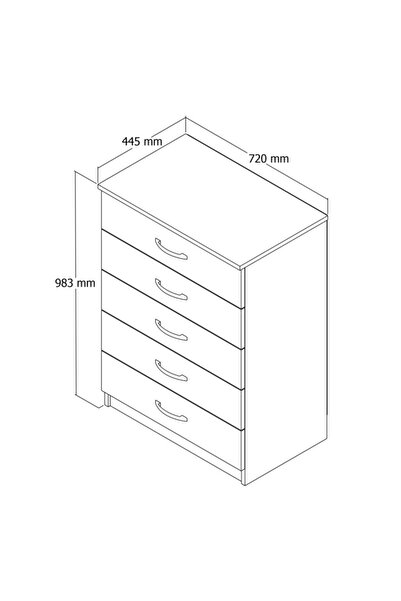 Tanmob Şifonyer 5 Çekmeceli Çam - Sfy0202