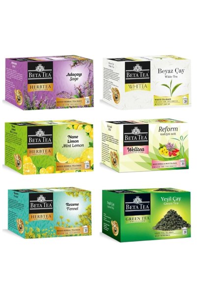 Beta Tea Karışık Bitki Çayı Seti 6 Paket 20'li Toplam 120 Adet Poşet Çay
