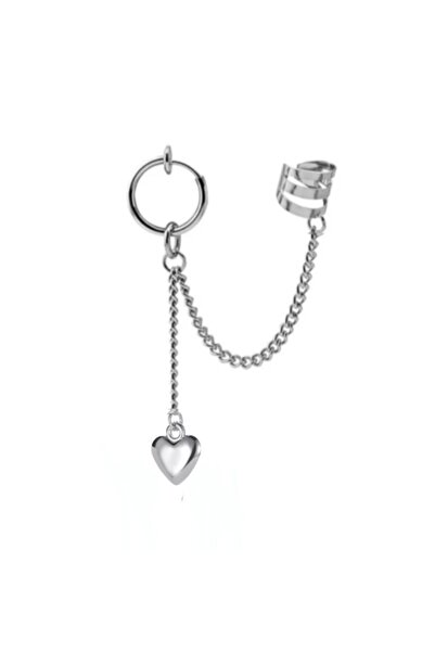 TakıConcept Ikisi Deliksiz Sıkıştırmalı 2'li Kalp Küpe