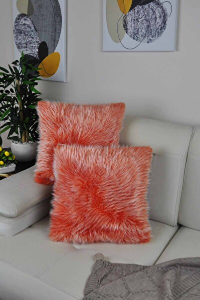 Paris Life غطاء وسادة رمي مربع من القطيفة - برتقالي