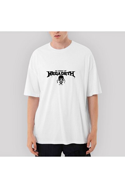 Z zepplin Megadeth 35 de ani de tricou alb supradimensionat
