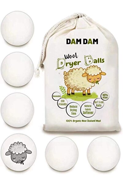 MELİNAY'S Yün Kurutma Topu 7,5 cm Çamaşır Topu 6'lı Kurutma Makinası 1000 Yık...