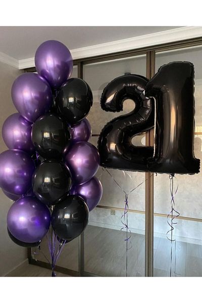 LOTUS PARTY 10 Pieces - Chrome Purple - Pastel Black Balloon Set