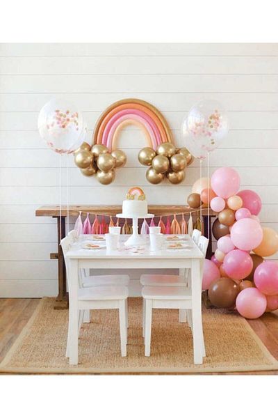 BalonEvi Macaron - Gold Rainbow Balloon Set
