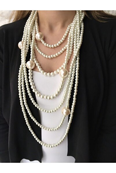 Enyuya Top Inci Gösterişli Çoklu Kolye