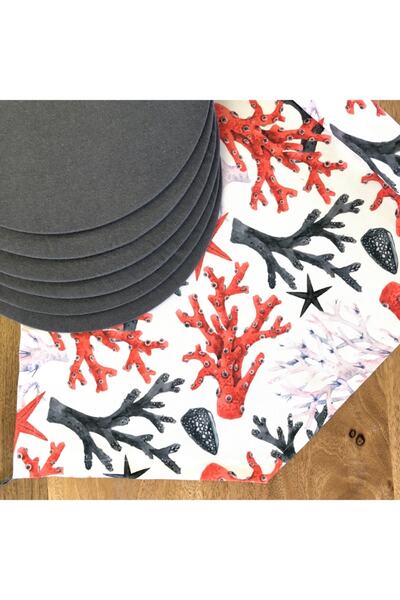 desen izmir Amerikan Servis 6'lı Supla ve Runner Kırmızı Mercan Tk