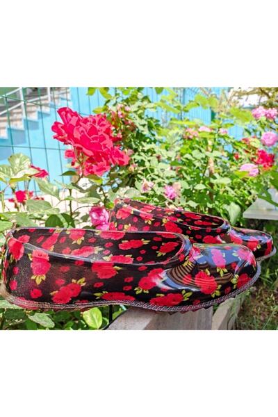 ARISAN Kadın Kahverengi Lastik Çiçekli Babet