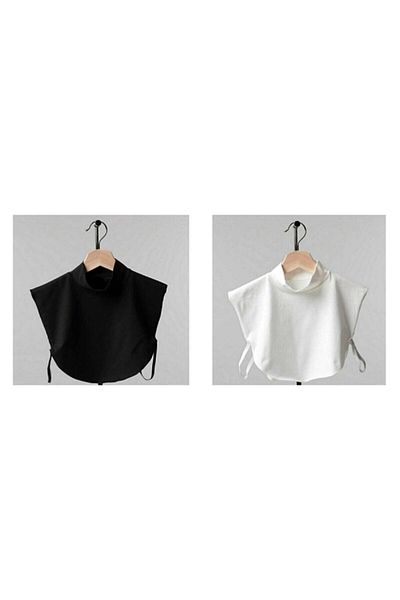 Shalista 2" Ecru-black Hijab with Throat - Quality Cotton Combed Cotton