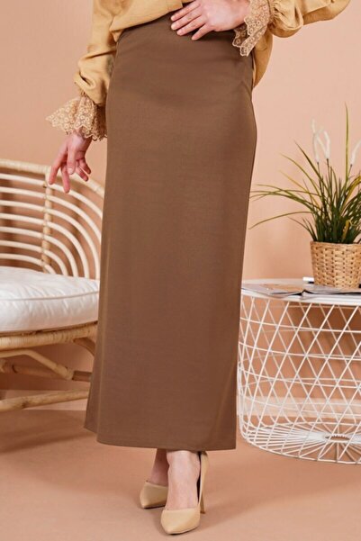 Nacar Kadın Şık Uzun Düz Kalem Etek Kapalı Tesettür Kalem Etek