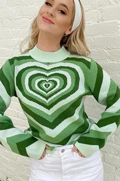 Köstebek Πουλόβερ με σχέδιο Harajuku Green Heart