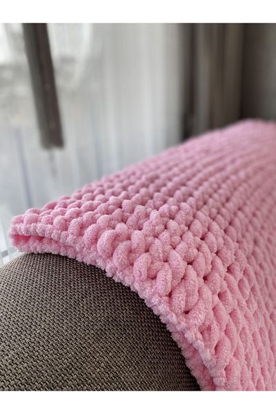 Alize Pink Hand Knitted Baby Blanket