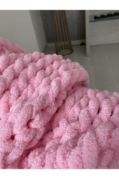 Alize Pink Hand Knitted Baby Blanket